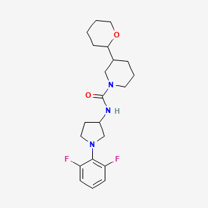 molecular formula C21H29F2N3O2 B7257143 N-[1-(2,6-difluorophenyl)pyrrolidin-3-yl]-3-(oxan-2-yl)piperidine-1-carboxamide 