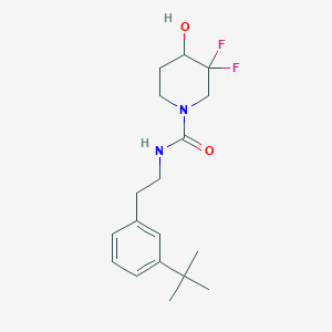 molecular formula C18H26F2N2O2 B7257210 N-[2-(3-tert-butylphenyl)ethyl]-3,3-difluoro-4-hydroxypiperidine-1-carboxamide 