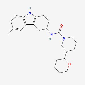 molecular formula C24H33N3O2 B7257213 N-(6-methyl-2,3,4,9-tetrahydro-1H-carbazol-3-yl)-3-(oxan-2-yl)piperidine-1-carboxamide 