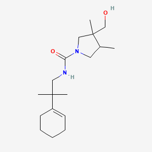 molecular formula C18H32N2O2 B7257246 N-[2-(cyclohexen-1-yl)-2-methylpropyl]-3-(hydroxymethyl)-3,4-dimethylpyrrolidine-1-carboxamide 