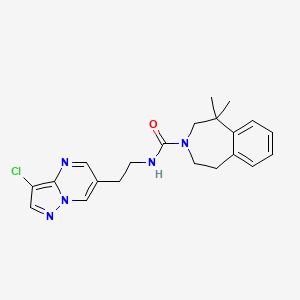 molecular formula C21H24ClN5O B7257338 N-[2-(3-chloropyrazolo[1,5-a]pyrimidin-6-yl)ethyl]-5,5-dimethyl-2,4-dihydro-1H-3-benzazepine-3-carboxamide 