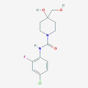 molecular formula C13H16ClFN2O3 B7257394 N-(4-chloro-2-fluorophenyl)-4-hydroxy-4-(hydroxymethyl)piperidine-1-carboxamide 