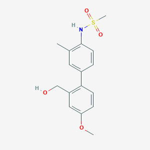 molecular formula C16H19NO4S B7257433 N-[4-[2-(hydroxymethyl)-4-methoxyphenyl]-2-methylphenyl]methanesulfonamide 