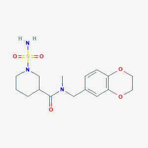 molecular formula C16H23N3O5S B7257478 N-(2,3-dihydro-1,4-benzodioxin-6-ylmethyl)-N-methyl-1-sulfamoylpiperidine-3-carboxamide 
