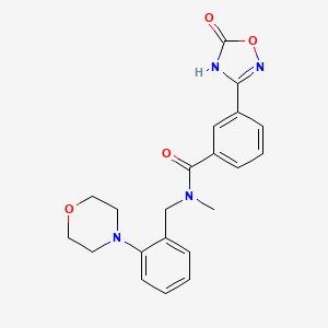 molecular formula C21H22N4O4 B7257528 N-methyl-N-[(2-morpholin-4-ylphenyl)methyl]-3-(5-oxo-4H-1,2,4-oxadiazol-3-yl)benzamide 