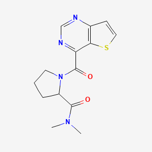 molecular formula C14H16N4O2S B7257591 N,N-dimethyl-1-(thieno[3,2-d]pyrimidine-4-carbonyl)pyrrolidine-2-carboxamide 