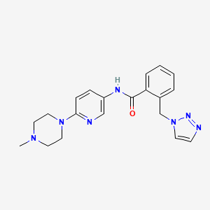 molecular formula C20H23N7O B7257619 N-[6-(4-methylpiperazin-1-yl)pyridin-3-yl]-2-(triazol-1-ylmethyl)benzamide 