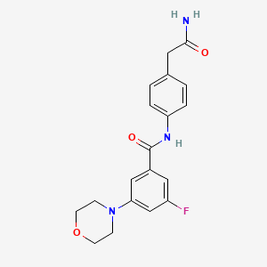 molecular formula C19H20FN3O3 B7257723 N-[4-(2-amino-2-oxoethyl)phenyl]-3-fluoro-5-morpholin-4-ylbenzamide 