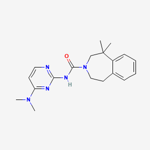 molecular formula C19H25N5O B7257786 N-[4-(dimethylamino)pyrimidin-2-yl]-5,5-dimethyl-2,4-dihydro-1H-3-benzazepine-3-carboxamide 