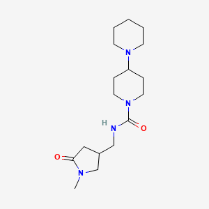 molecular formula C17H30N4O2 B7257816 N-[(1-methyl-5-oxopyrrolidin-3-yl)methyl]-4-piperidin-1-ylpiperidine-1-carboxamide 