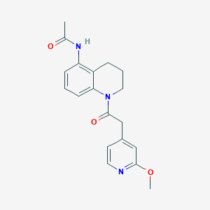 molecular formula C19H21N3O3 B7257879 N-[1-[2-(2-methoxypyridin-4-yl)acetyl]-3,4-dihydro-2H-quinolin-5-yl]acetamide 