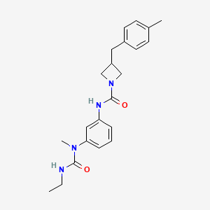 molecular formula C22H28N4O2 B7257918 N-[3-[ethylcarbamoyl(methyl)amino]phenyl]-3-[(4-methylphenyl)methyl]azetidine-1-carboxamide 