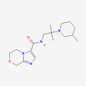 molecular formula C17H28N4O2 B7257949 N-[2-methyl-2-(3-methylpiperidin-1-yl)propyl]-6,8-dihydro-5H-imidazo[2,1-c][1,4]oxazine-3-carboxamide 