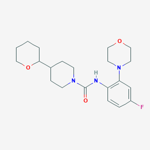 molecular formula C21H30FN3O3 B7258015 N-(4-fluoro-2-morpholin-4-ylphenyl)-4-(oxan-2-yl)piperidine-1-carboxamide 
