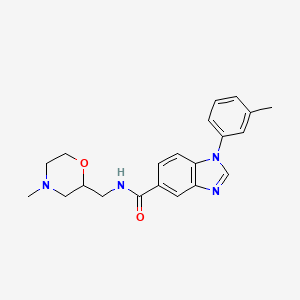 molecular formula C21H24N4O2 B7258113 N-[(4-methylmorpholin-2-yl)methyl]-1-(3-methylphenyl)benzimidazole-5-carboxamide 
