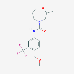 molecular formula C16H21F3N2O3 B7258167 N-[4-(methoxymethyl)-3-(trifluoromethyl)phenyl]-2-methyl-1,4-oxazepane-4-carboxamide 