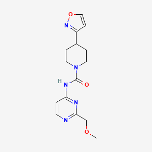 molecular formula C15H19N5O3 B7258232 N-[2-(methoxymethyl)pyrimidin-4-yl]-4-(1,2-oxazol-3-yl)piperidine-1-carboxamide 