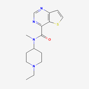 molecular formula C15H20N4OS B7258237 N-(1-ethylpiperidin-4-yl)-N-methylthieno[3,2-d]pyrimidine-4-carboxamide 