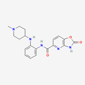 molecular formula C19H21N5O3 B7258259 N-[2-[(1-methylpiperidin-4-yl)amino]phenyl]-2-oxo-3H-[1,3]oxazolo[4,5-b]pyridine-5-carboxamide 