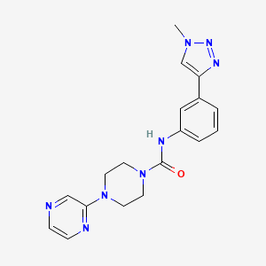 molecular formula C18H20N8O B7258293 N-[3-(1-methyltriazol-4-yl)phenyl]-4-pyrazin-2-ylpiperazine-1-carboxamide 