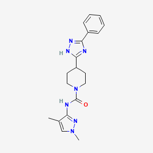 molecular formula C19H23N7O B7258363 N-(1,4-dimethylpyrazol-3-yl)-4-(3-phenyl-1H-1,2,4-triazol-5-yl)piperidine-1-carboxamide 