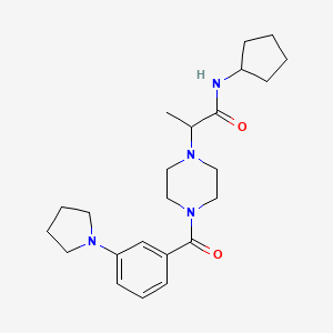 molecular formula C23H34N4O2 B7258370 N-cyclopentyl-2-[4-(3-pyrrolidin-1-ylbenzoyl)piperazin-1-yl]propanamide 