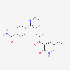 molecular formula C20H25N5O3 B7258377 N-[[2-(4-carbamoylpiperidin-1-yl)pyridin-3-yl]methyl]-5-ethyl-2-oxo-1H-pyridine-3-carboxamide 