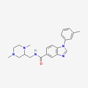 molecular formula C22H27N5O B7258583 N-[(1,4-dimethylpiperazin-2-yl)methyl]-1-(3-methylphenyl)benzimidazole-5-carboxamide 