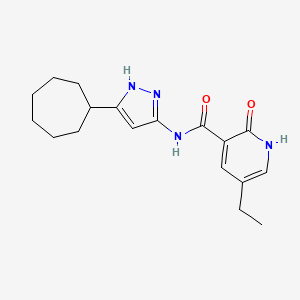 molecular formula C18H24N4O2 B7258669 N-(5-cycloheptyl-1H-pyrazol-3-yl)-5-ethyl-2-oxo-1H-pyridine-3-carboxamide 