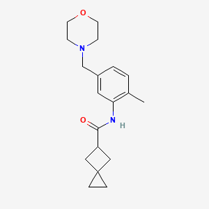molecular formula C19H26N2O2 B7258711 N-[2-methyl-5-(morpholin-4-ylmethyl)phenyl]spiro[2.3]hexane-5-carboxamide 