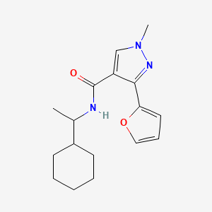molecular formula C17H23N3O2 B7258731 N-(1-cyclohexylethyl)-3-(furan-2-yl)-1-methylpyrazole-4-carboxamide 