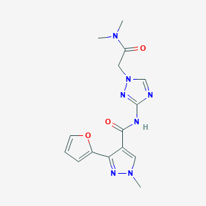 molecular formula C15H17N7O3 B7258780 N-[1-[2-(dimethylamino)-2-oxoethyl]-1,2,4-triazol-3-yl]-3-(furan-2-yl)-1-methylpyrazole-4-carboxamide 