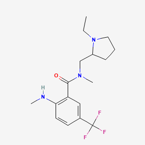 molecular formula C17H24F3N3O B7258805 N-[(1-ethylpyrrolidin-2-yl)methyl]-N-methyl-2-(methylamino)-5-(trifluoromethyl)benzamide 