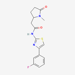 molecular formula C16H16FN3O2S B7258884 N-[4-(3-fluorophenyl)-1,3-thiazol-2-yl]-2-(1-methyl-5-oxopyrrolidin-2-yl)acetamide 