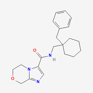 molecular formula C21H27N3O2 B7259092 N-[(1-benzylcyclohexyl)methyl]-6,8-dihydro-5H-imidazo[2,1-c][1,4]oxazine-3-carboxamide 