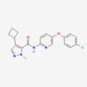 molecular formula C20H19ClN4O2 B7259135 N-[5-(4-chlorophenoxy)pyridin-2-yl]-4-cyclobutyl-2-methylpyrazole-3-carboxamide 