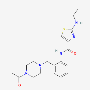 molecular formula C19H25N5O2S B7259162 N-[2-[(4-acetylpiperazin-1-yl)methyl]phenyl]-2-(ethylamino)-1,3-thiazole-4-carboxamide 
