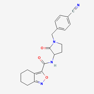 molecular formula C20H20N4O3 B7259186 N-[1-[(4-cyanophenyl)methyl]-2-oxopyrrolidin-3-yl]-4,5,6,7-tetrahydro-2,1-benzoxazole-3-carboxamide 