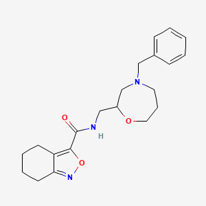 molecular formula C21H27N3O3 B7259207 N-[(4-benzyl-1,4-oxazepan-2-yl)methyl]-4,5,6,7-tetrahydro-2,1-benzoxazole-3-carboxamide 