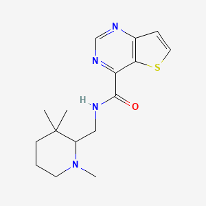 molecular formula C16H22N4OS B7259221 N-[(1,3,3-trimethylpiperidin-2-yl)methyl]thieno[3,2-d]pyrimidine-4-carboxamide 