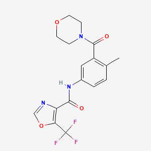 molecular formula C17H16F3N3O4 B7259243 N-[4-methyl-3-(morpholine-4-carbonyl)phenyl]-5-(trifluoromethyl)-1,3-oxazole-4-carboxamide 