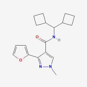 molecular formula C18H23N3O2 B7259304 N-[di(cyclobutyl)methyl]-3-(furan-2-yl)-1-methylpyrazole-4-carboxamide 