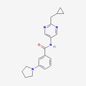 molecular formula C19H22N4O B7259337 N-[2-(cyclopropylmethyl)pyrimidin-5-yl]-3-pyrrolidin-1-ylbenzamide 