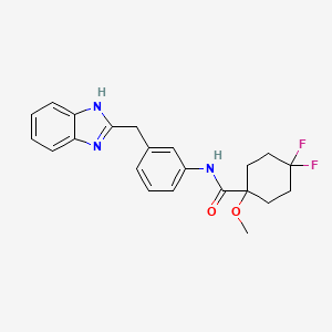 molecular formula C22H23F2N3O2 B7259588 N-[3-(1H-benzimidazol-2-ylmethyl)phenyl]-4,4-difluoro-1-methoxycyclohexane-1-carboxamide 