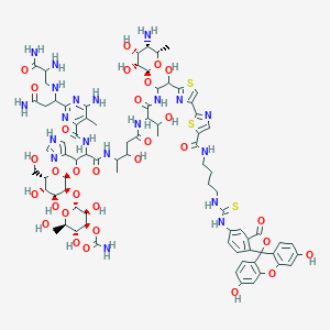 [(2R,3S,4S,5R,6R)-2-[(2R,3S,4S,5S,6S)-2-[2-[[6-amino-2-[3-amino-1-[(2,3-diamino-3-oxopropyl)amino]-3-oxopropyl]-5-methylpyrimidine-4-carbonyl]amino]-3-[[5-[[1-[[1-[(2S,3R,4R,5S,6S)-5-amino-3,4-dihydroxy-6-methyloxan-2-yl]oxy-2-[4-[5-[4-[(3',6'-dihydroxy-3-oxospiro[2-benzofuran-1,9'-xanthene]-5-yl)carbamothioylamino]butylcarbamoyl]-1,3-thiazol-2-yl]-1,3-thiazol-2-yl]-2-hydroxyethyl]amino]-3-hydroxy-1-oxobutan-2-yl]amino]-3-hydroxy-5-oxopentan-2-yl]amino]-1-(1H-imidazol-4-yl)-3-oxopropoxy]-4,5-dihydroxy-6-(hydroxymethyl)oxan-3-yl]oxy-3,5-dihydroxy-6-(hydroxymethyl)oxan-4-yl] carbamate
