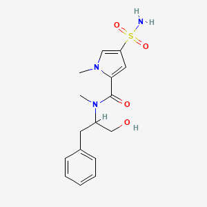 molecular formula C16H21N3O4S B7259617 N-(1-hydroxy-3-phenylpropan-2-yl)-N,1-dimethyl-4-sulfamoylpyrrole-2-carboxamide 