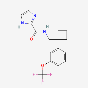 molecular formula C16H16F3N3O2 B7259628 N-[[1-[3-(trifluoromethoxy)phenyl]cyclobutyl]methyl]-1H-imidazole-2-carboxamide 