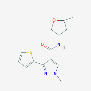 molecular formula C15H19N3O2S B7259634 N-(5,5-dimethyloxolan-3-yl)-1-methyl-3-thiophen-2-ylpyrazole-4-carboxamide 