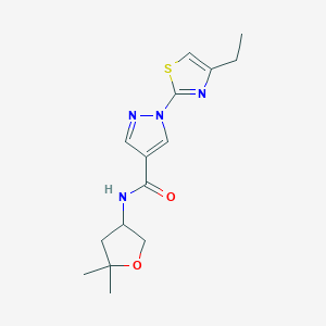 molecular formula C15H20N4O2S B7259636 N-(5,5-dimethyloxolan-3-yl)-1-(4-ethyl-1,3-thiazol-2-yl)pyrazole-4-carboxamide 