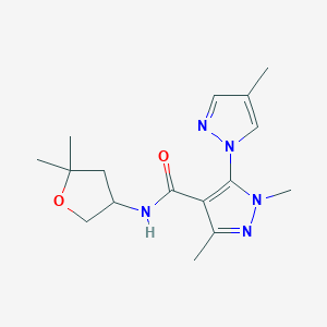 molecular formula C16H23N5O2 B7259648 N-(5,5-dimethyloxolan-3-yl)-1,3-dimethyl-5-(4-methylpyrazol-1-yl)pyrazole-4-carboxamide 